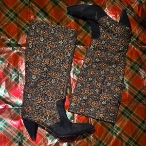 Nando Muzi Black and Brown Patterned Heeled Boots